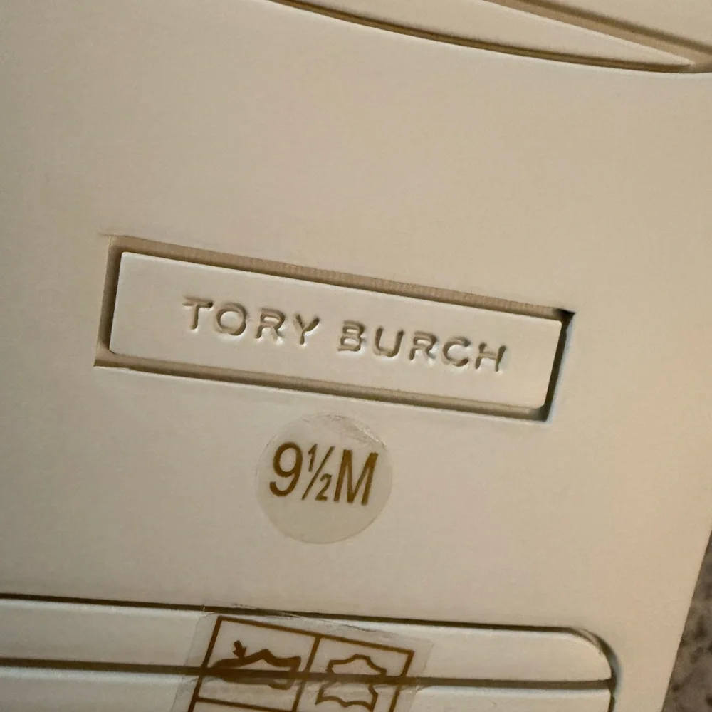 Tory Burch White and Blue Leather Sneakers